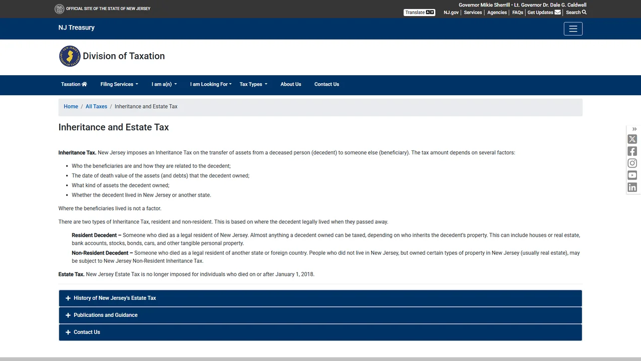 NJ Inheritance and Estate Tax Branch