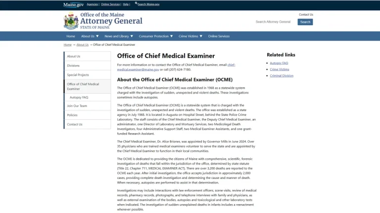 Office of Chief Medical Examiner - Augusta, ME