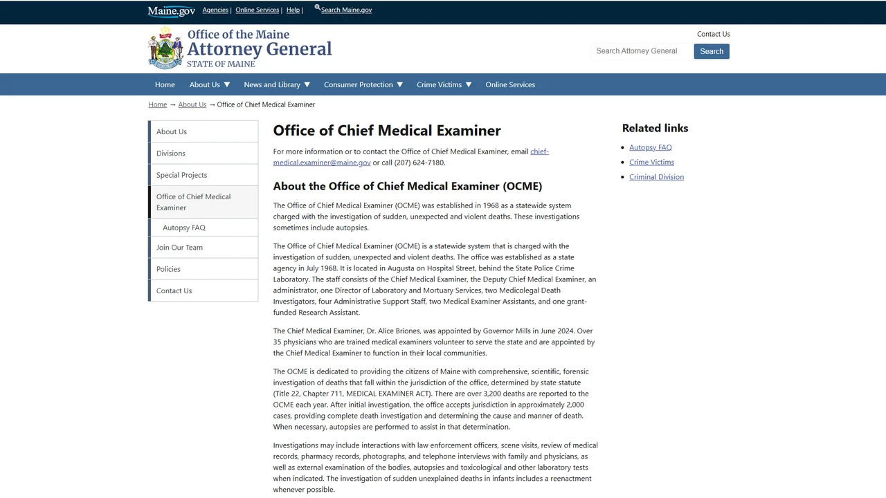 Office of Chief Medical Examiner - Augusta, ME