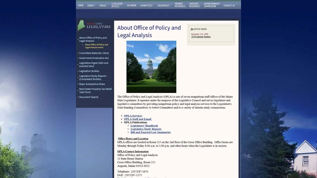 Office of Policy and Legal Analysis - Augusta, ME
