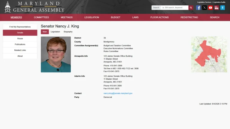 Office of Senator Nancy King - Annapolis, MD