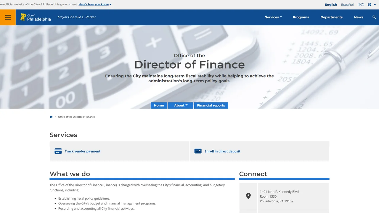 Office of the Director of Finance - Philadelphia, PA
