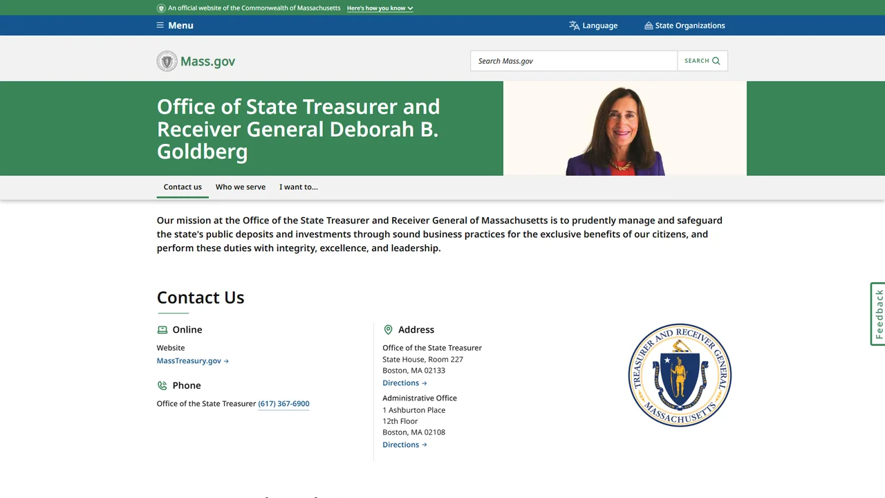 Office of the Treasurer and Receiver General of Massachusetts - Boston, MA