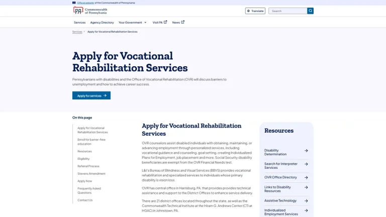 Office Of Vocational Rehabilitation - Philadelphia, PA