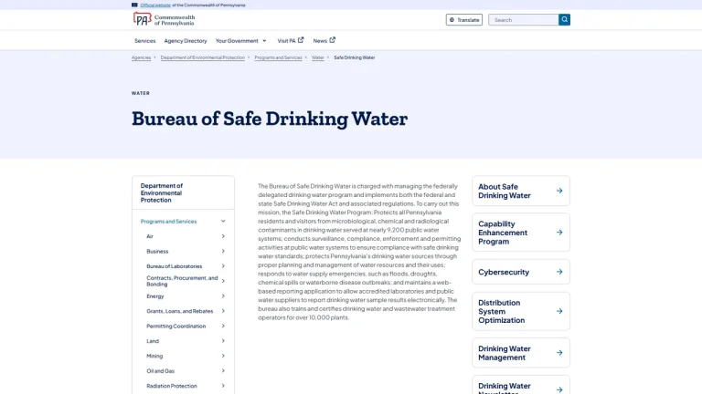 PA DEP - Bureau of Safe Drinking Water - Harrisburg, PA