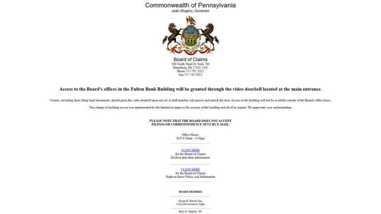 Pennsylvania Board of Claims - Harrisburg, PA