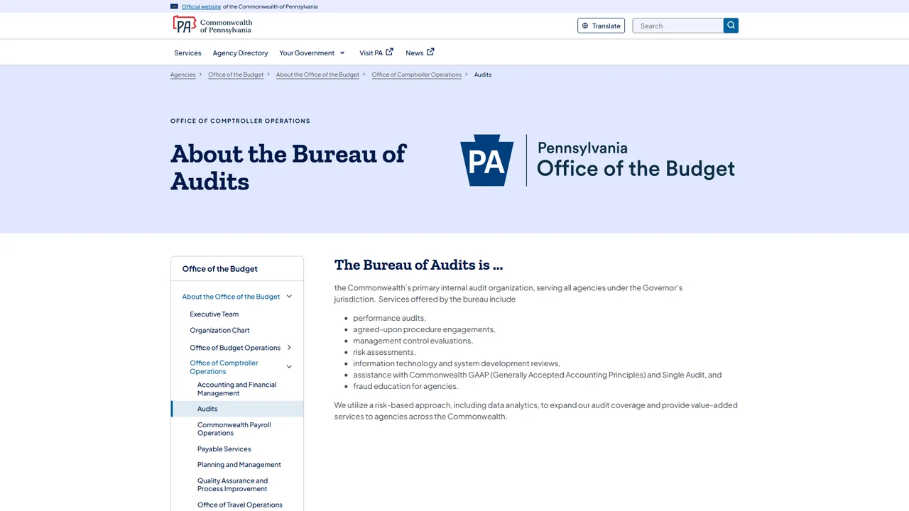 Pennsylvania Bureau of Audits (Pittsburgh Regional Office) - Pittsburgh, PA