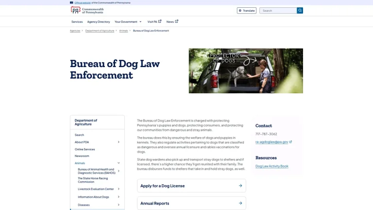 Pennsylvania Bureau of Dog Law Enforcement - Harrisburg, PA