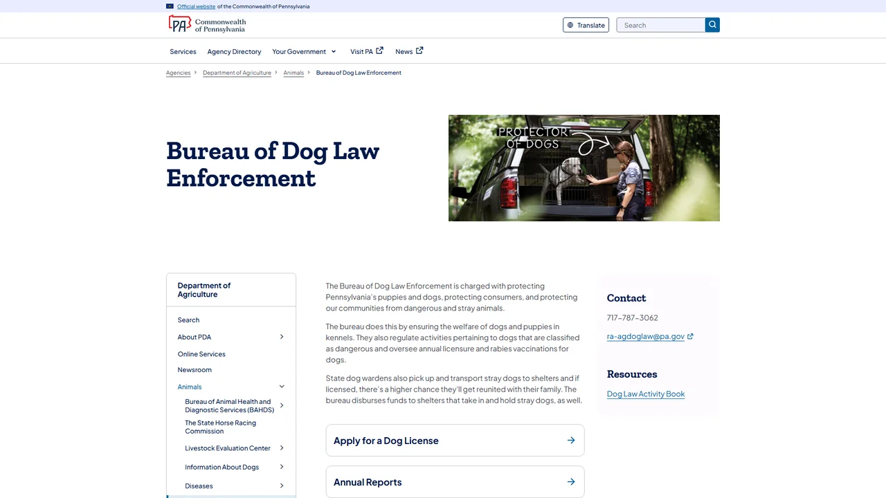 Pennsylvania Bureau of Dog Law Enforcement - Harrisburg, PA