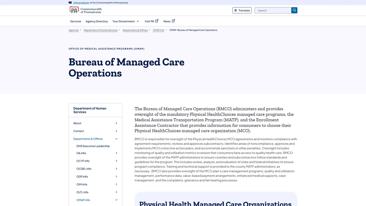 Pennsylvania Bureau of Managed Care - Harrisburg, PA