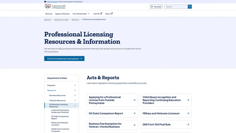 Pennsylvania Bureau of Professional and Occupational Affairs - Harrisburg, PA