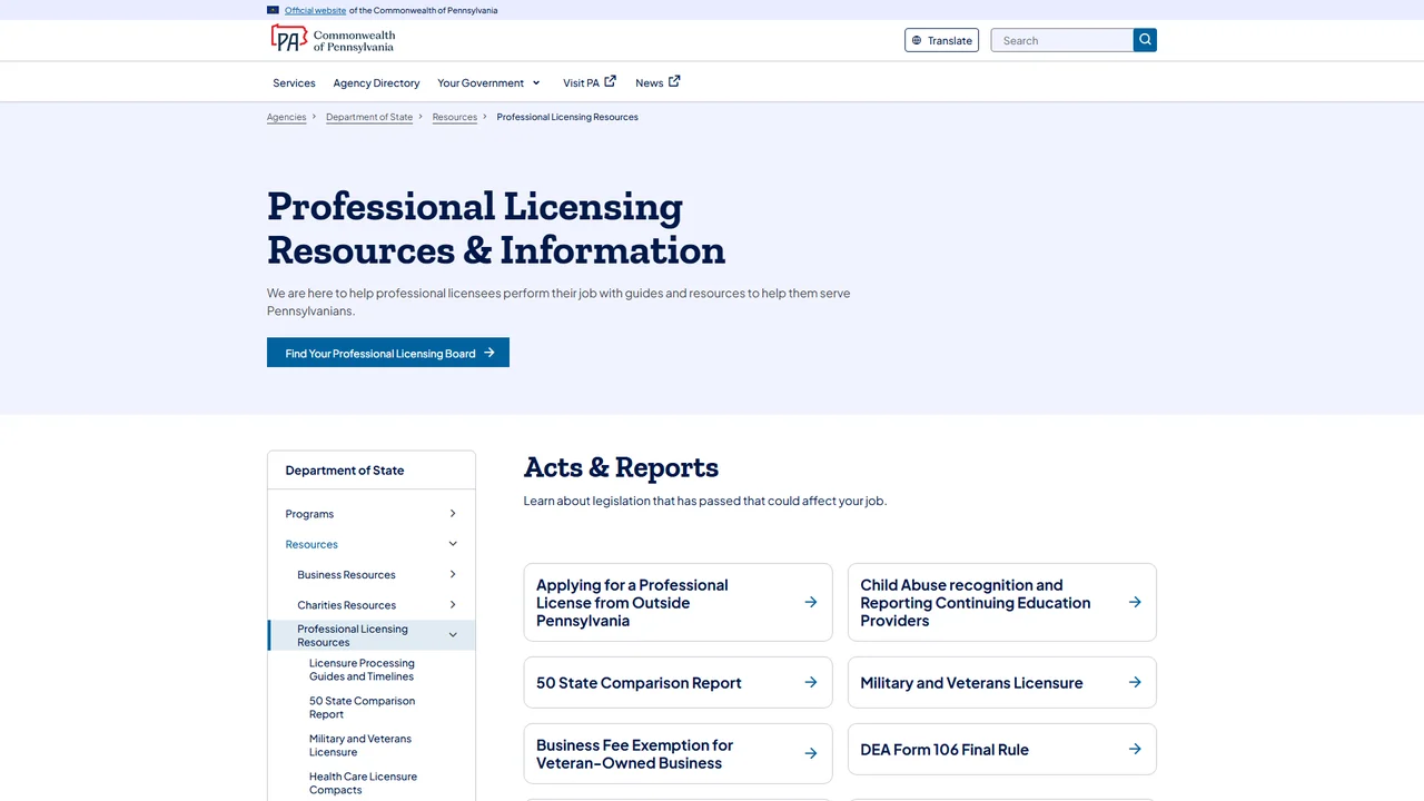 Pennsylvania Bureau of Professional and Occupational Affairs - Harrisburg, PA