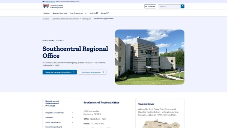 Pennsylvania Department of Environmental Protection (DEP) - South Central Regional Office - Harrisburg, PA