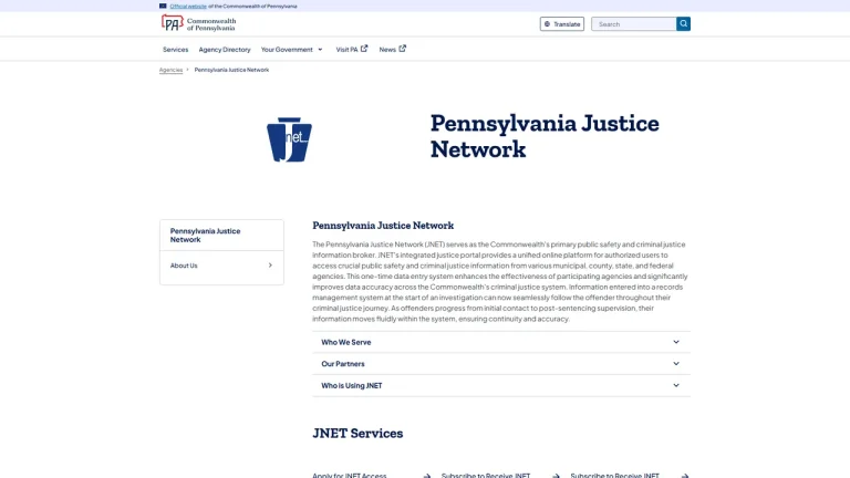 Pennsylvania Justice Network (JNET) - Harrisburg, PA
