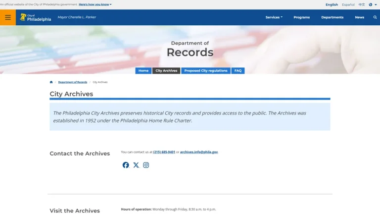 Philadelphia City Archives - Philadelphia, PA