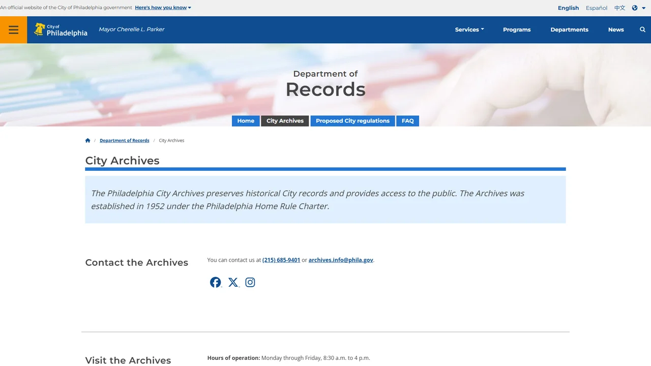 Philadelphia City Archives - Philadelphia, PA