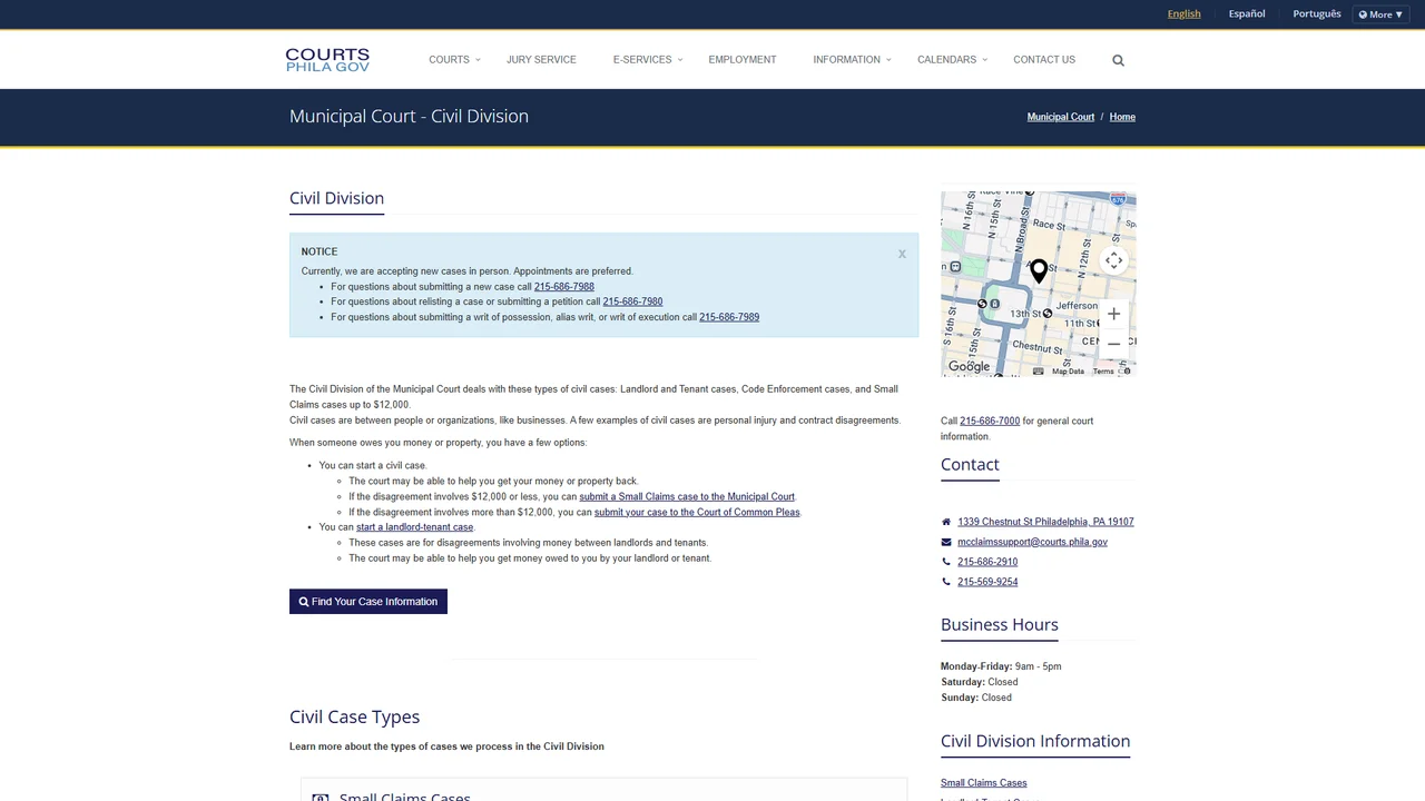 Philadelphia Municipal Court - Civil Division - Philadelphia, PA