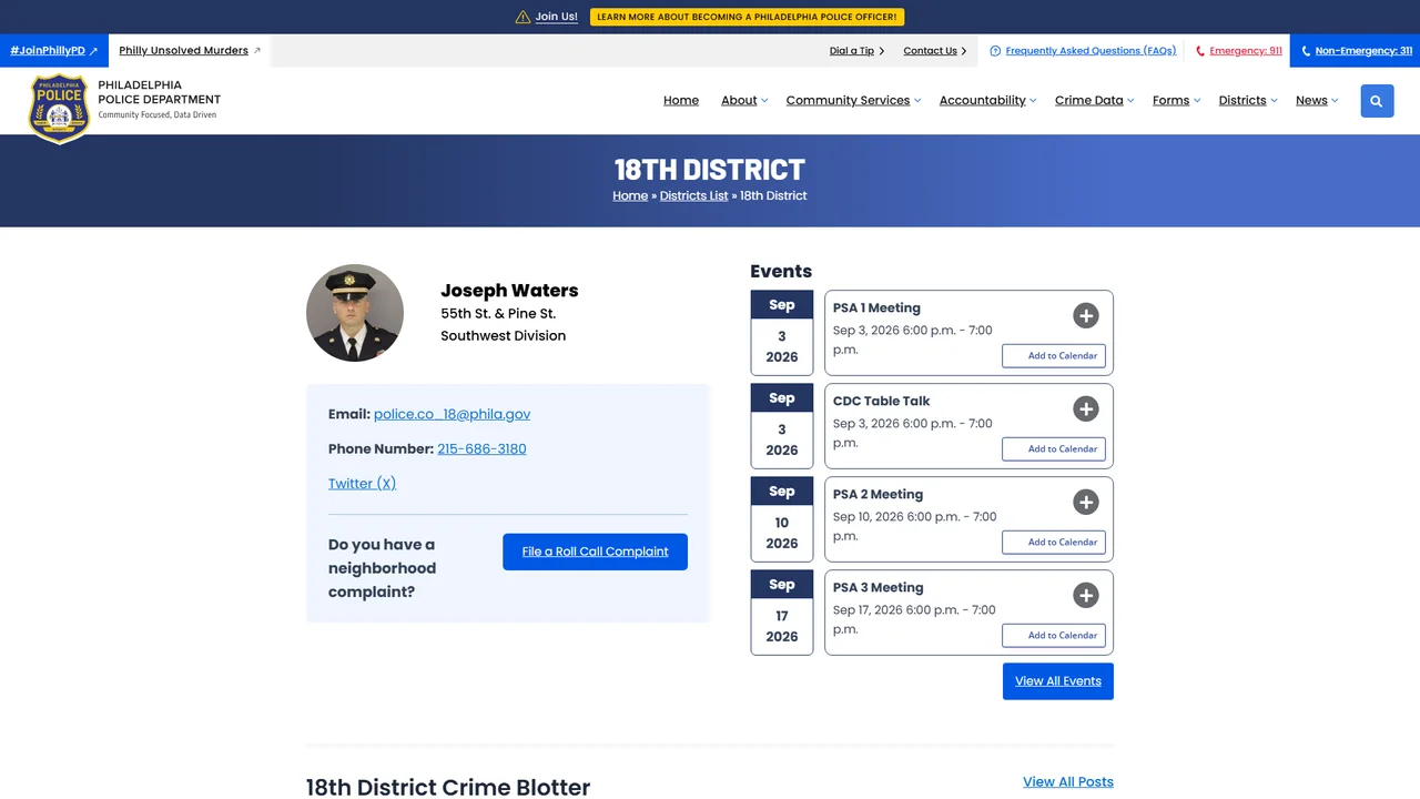 Philadelphia Police 18th District - Philadelphia, PA