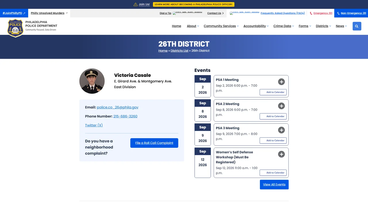 Philadelphia Police 26th District - Philadelphia, PA