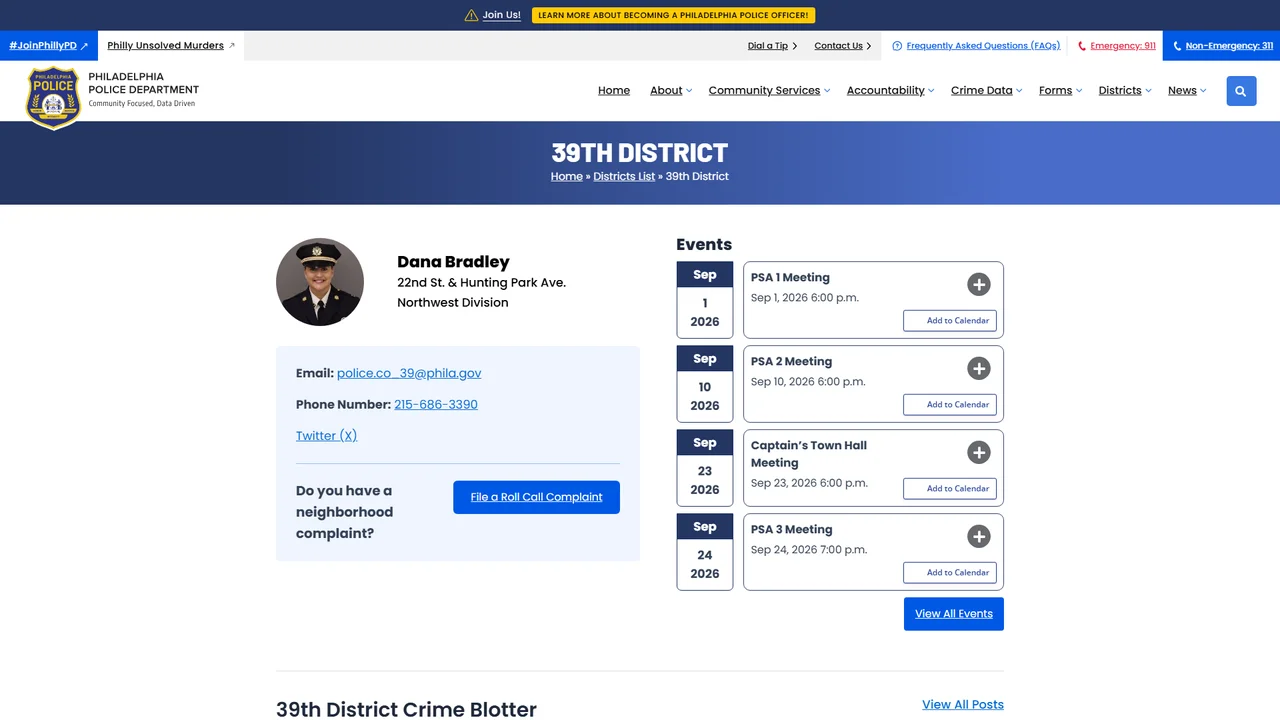 Philadelphia Police 39th District - Philadelphia, PA