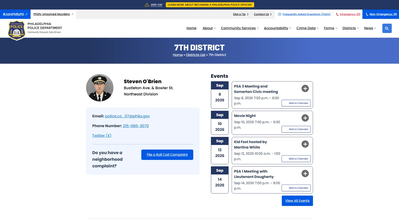 Philadelphia Police 7th District - Philadelphia, PA