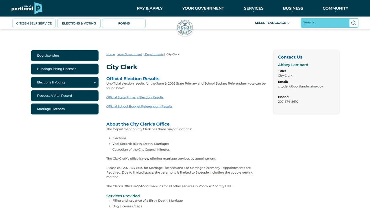 Portland City Clerk - Portland, ME