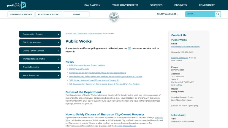 Portland Department of Public Works - Portland, ME