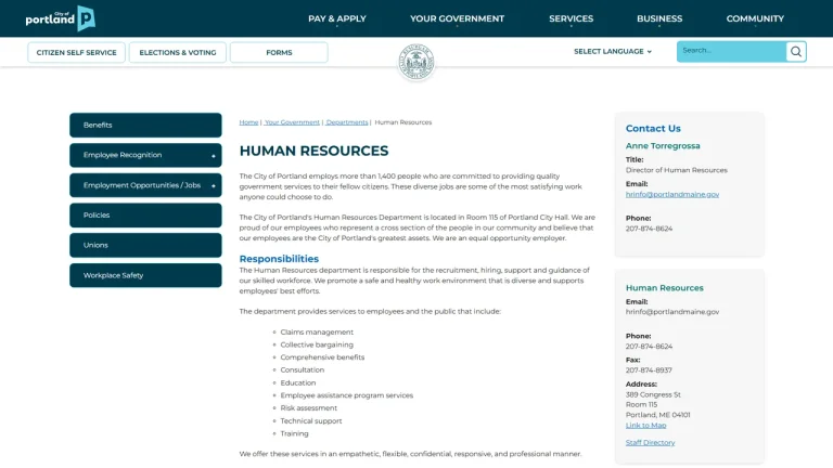 Portland Human Resources Department - Portland, ME