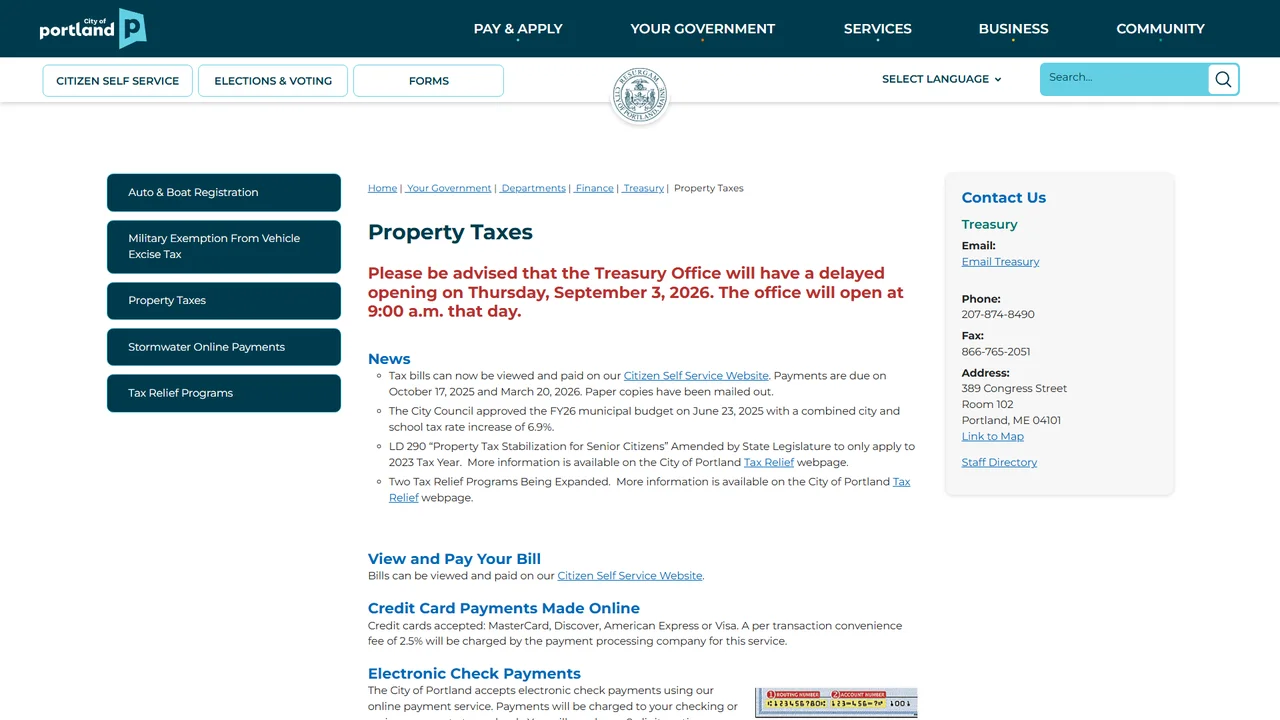 Portland Treasury Division - Portland, ME