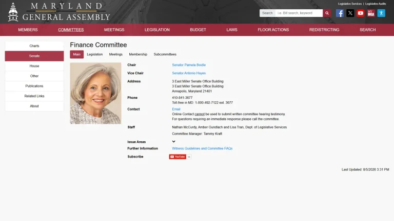 Senate Finance Committee - Annapolis, MD