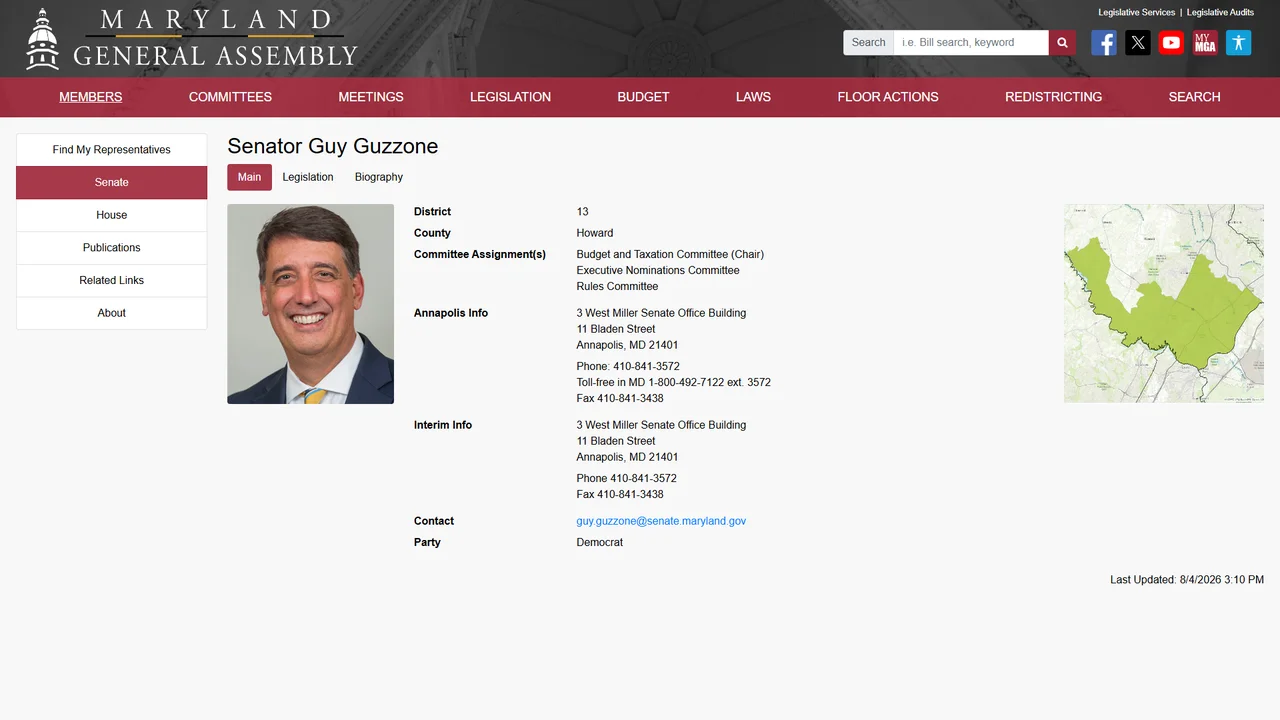 Senator Guy Guzzone - Annapolis, MD