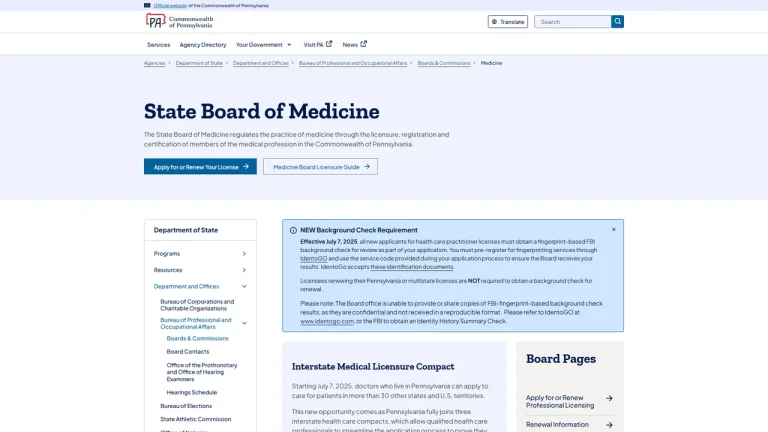 State Board Of Medicine - Harrisburg, PA