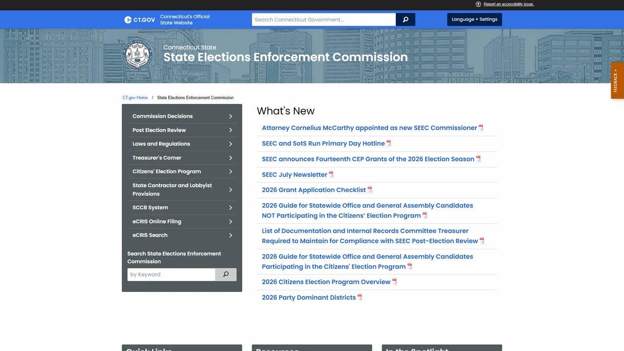 State Elections Enforcement Commission - Hartford, CT