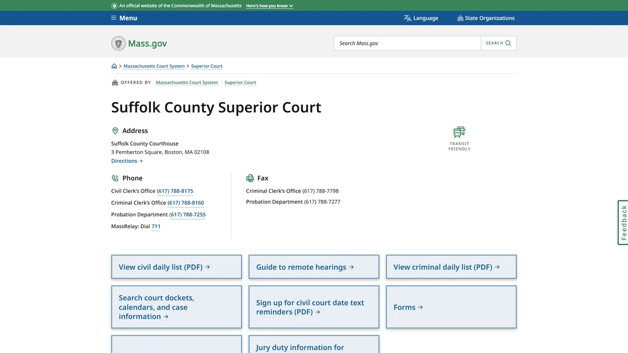 Suffolk County Superior Court - Boston, MA