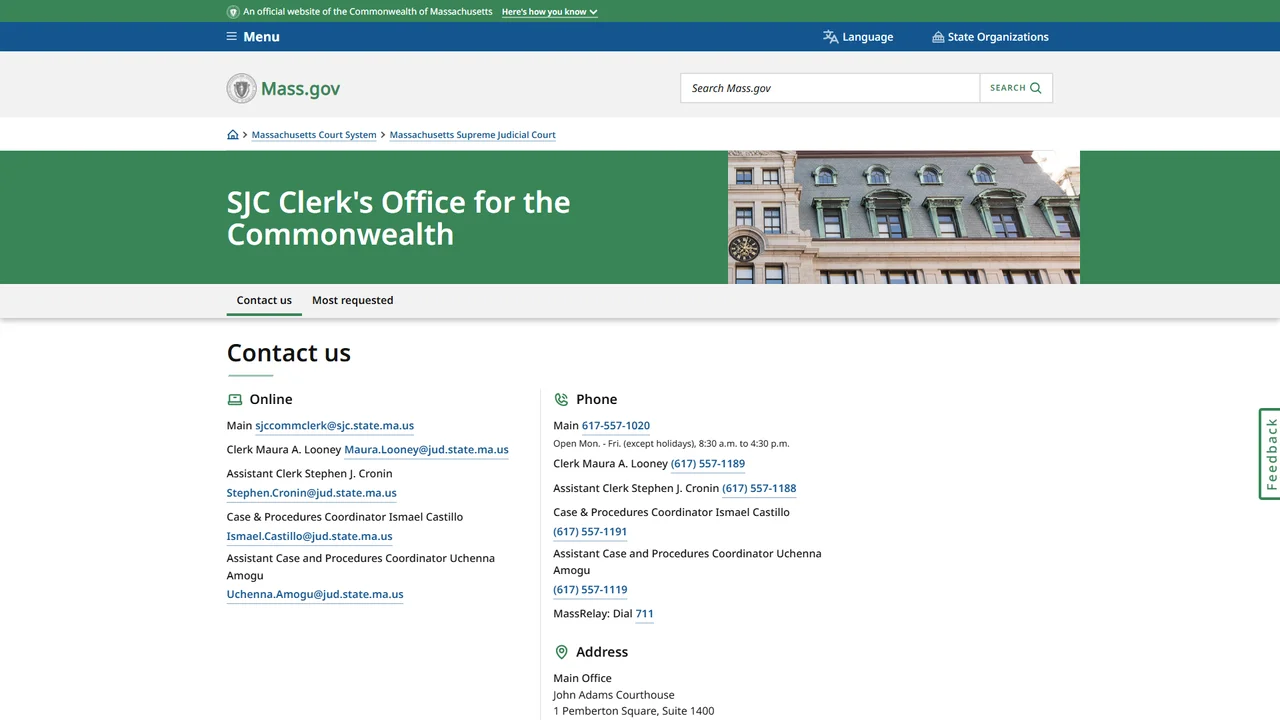 Supreme Judicial Court Clerk - Boston, MA
