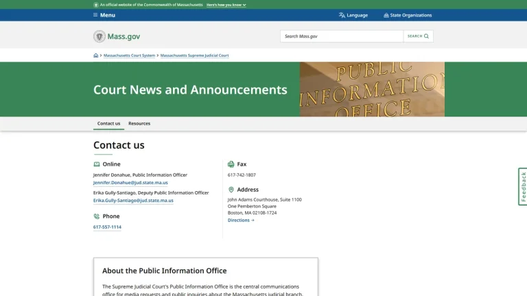 Supreme Judicial Court Public Information Office - Boston, MA