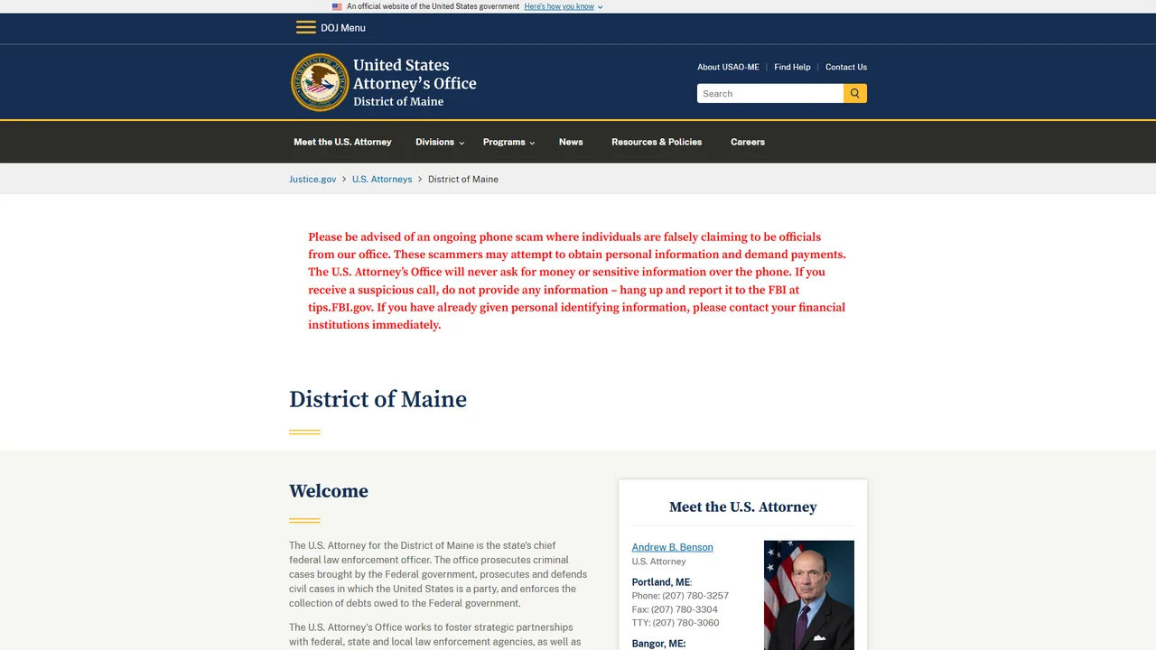 U.S. Attorney's Office - District of Maine - Portland, ME