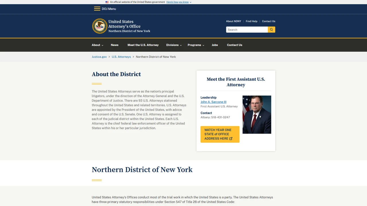 U.S. Attorney's Office Northern District of New York - Albany, NY