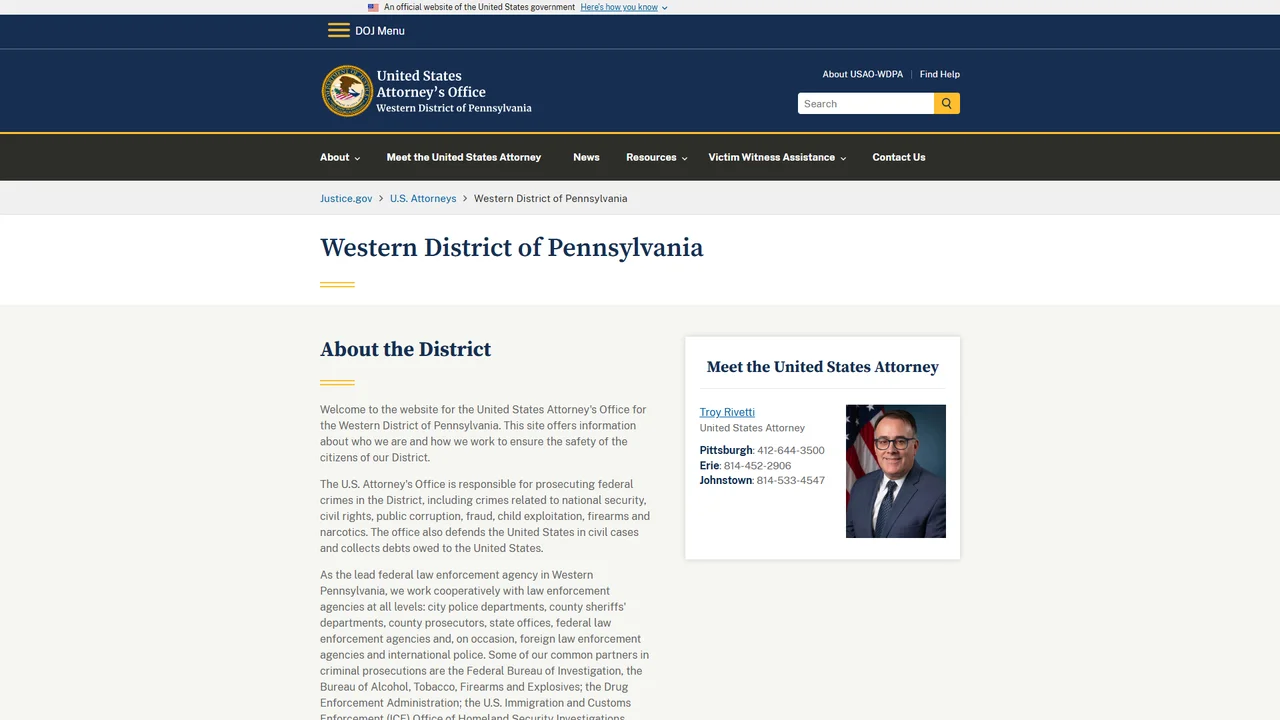 U.S. Attorney's Office Western District of PA - Pittsburgh, PA