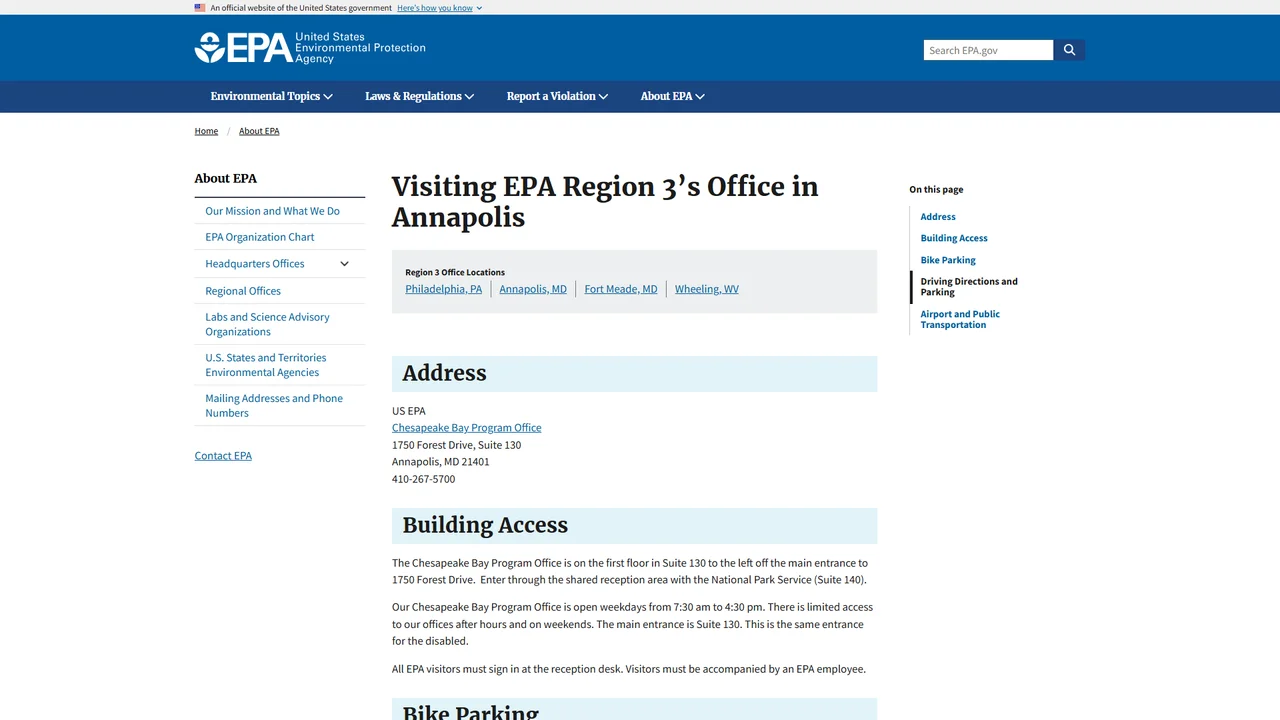 U.S. Environmental Protection Agency - Annapolis, MD