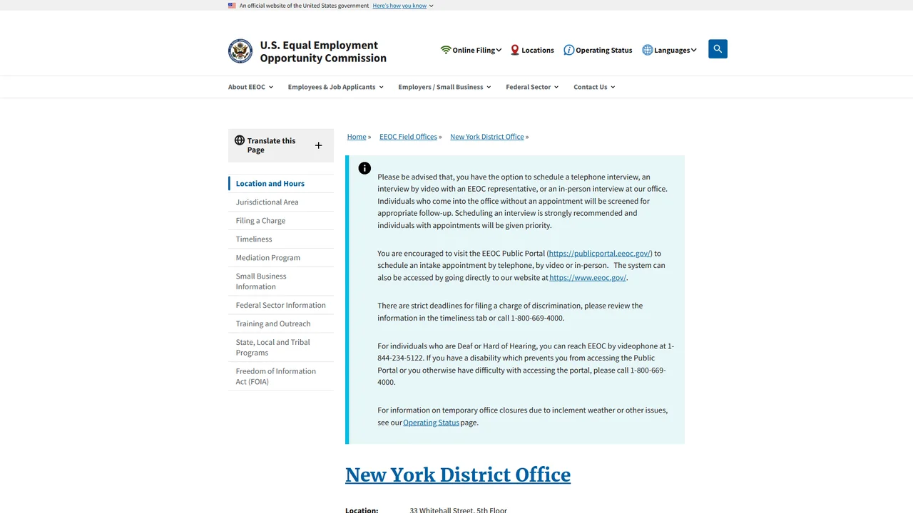 U.S. Equal Employment Opportunity Commission - New York, NY