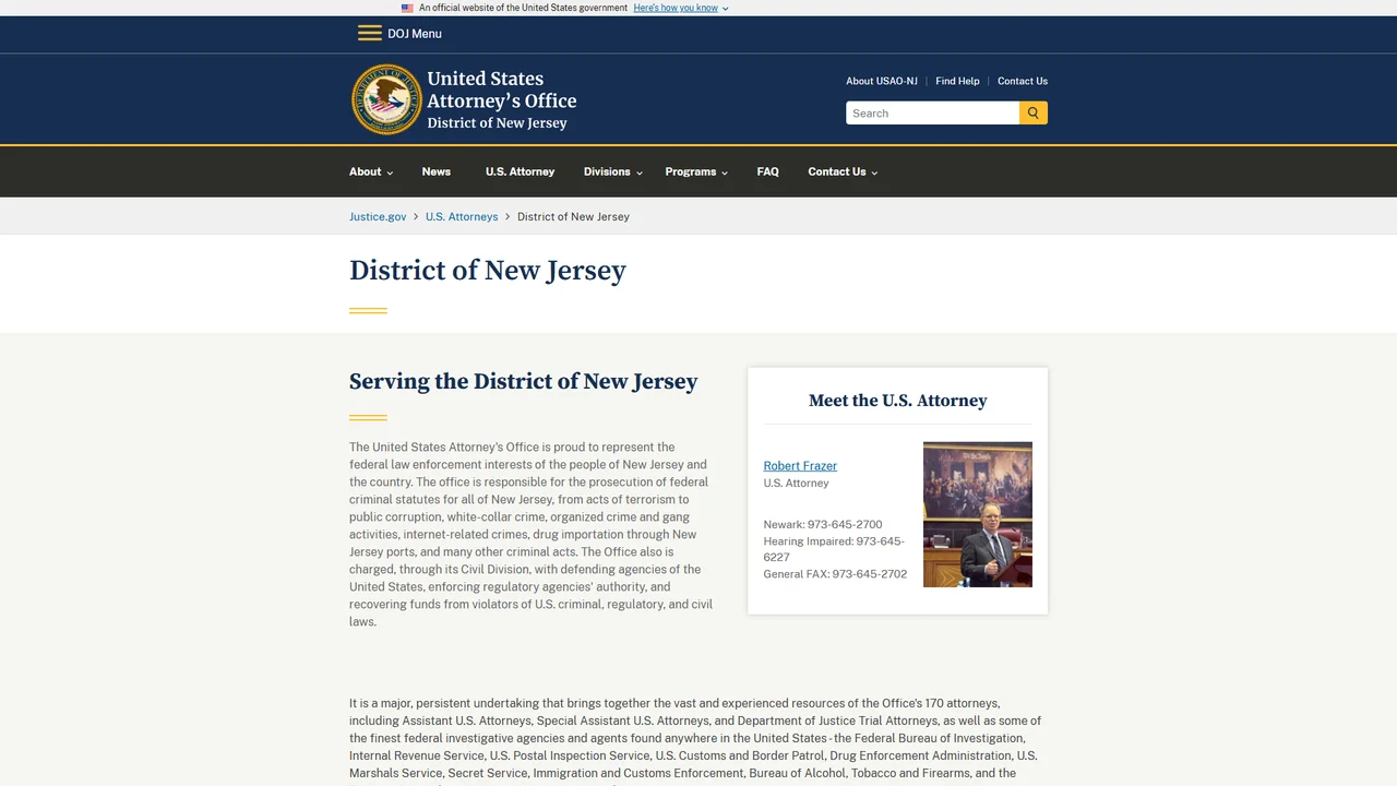 United States Attorney's Office - District of New Jersey - Newark, NJ