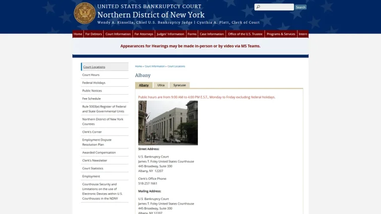 United States Bankruptcy Court Northern District of New York - Albany, NY