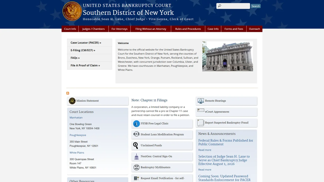 United States Bankruptcy Court, Southern District of New York