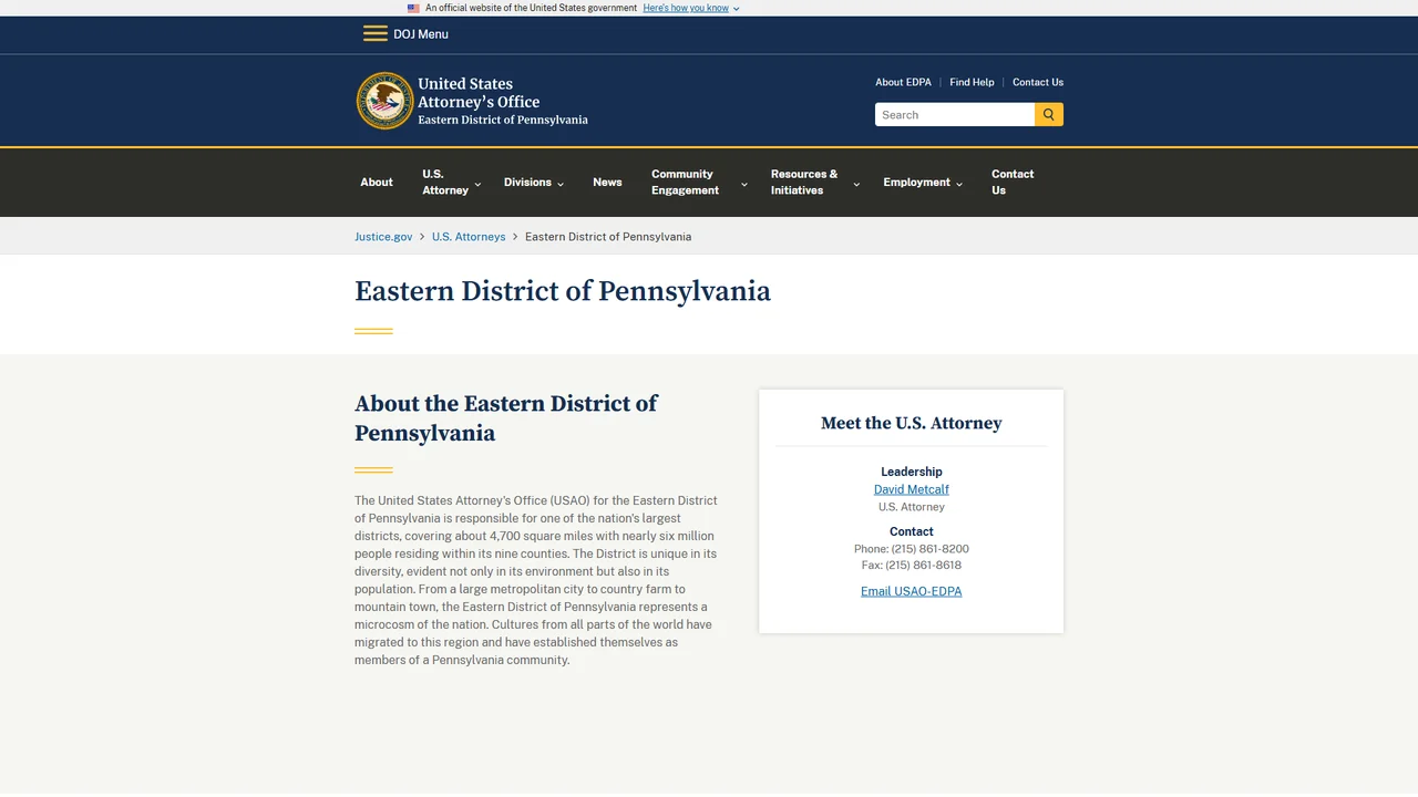 US Attorney - Philadelphia, PA