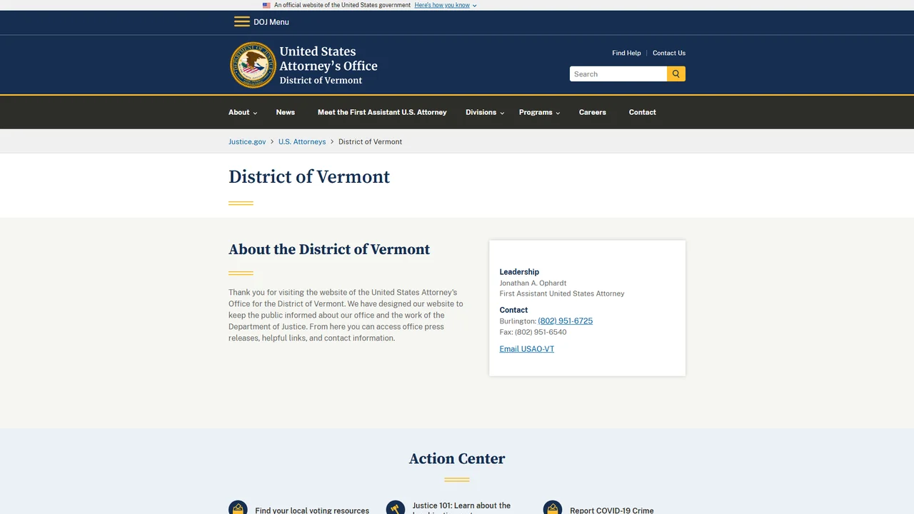 US Attorney's Office (District of Vermont) - Burlington, VT