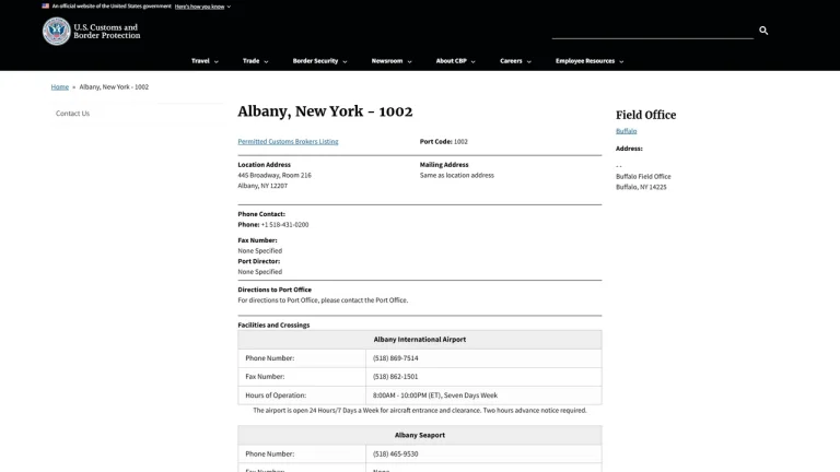 US Customs and Border Protection - Albany, NY