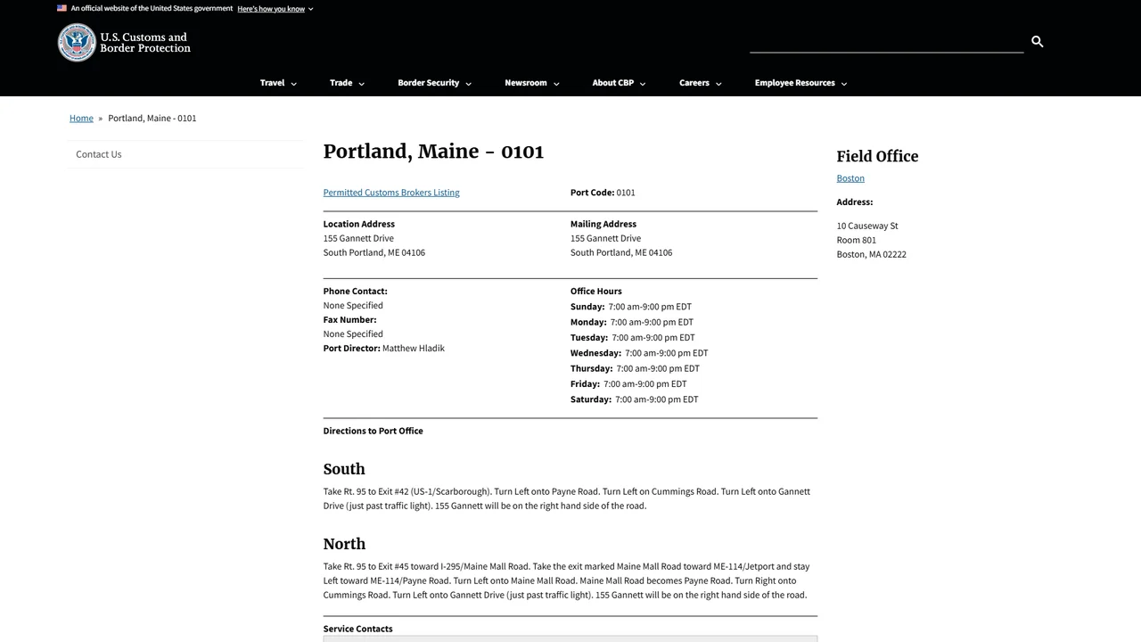 US Customs and Border Protection - International Marine Terminal - Portland, ME