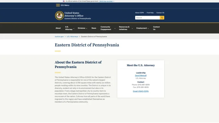 US Department of Justice - U.S. Attorney's Office - Philadelphia, PA