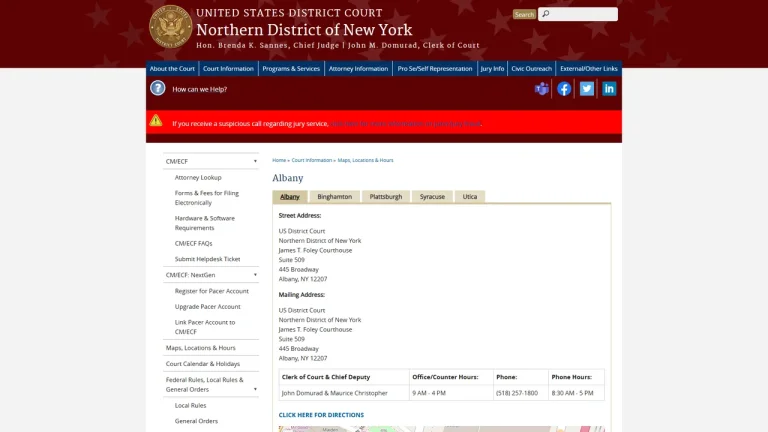 US District Court Clerk - Albany, NY